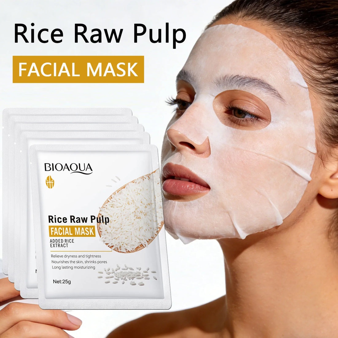 1/5/10/20pcs Rice Raw Pulp Facial Masks Moisturizing Firming Hydrating Face Mask Sheet Anti Wrinkle Mask Beauty Korean Skin Care