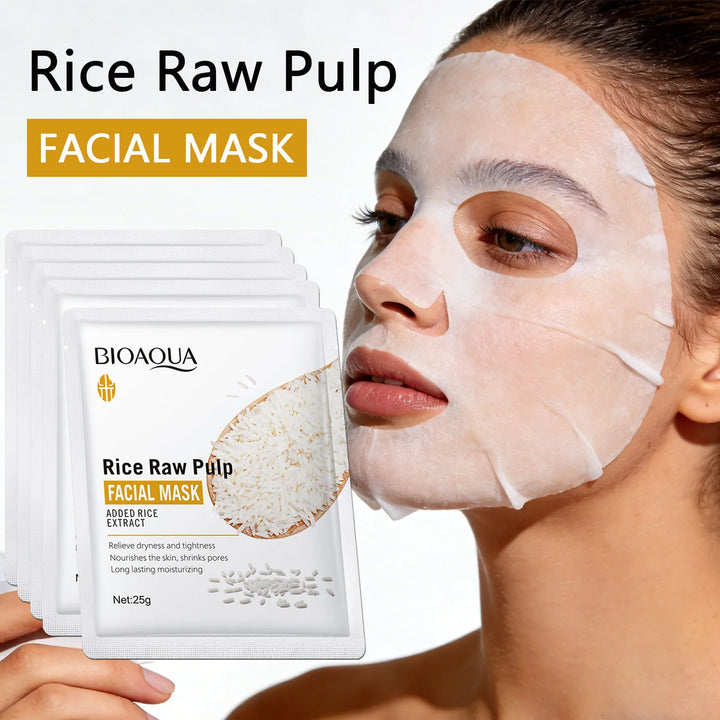 1/5/10/20pcs Rice Raw Pulp Facial Masks Moisturizing Firming Hydrating Face Mask Sheet Anti Wrinkle Mask Beauty Korean Skin Care