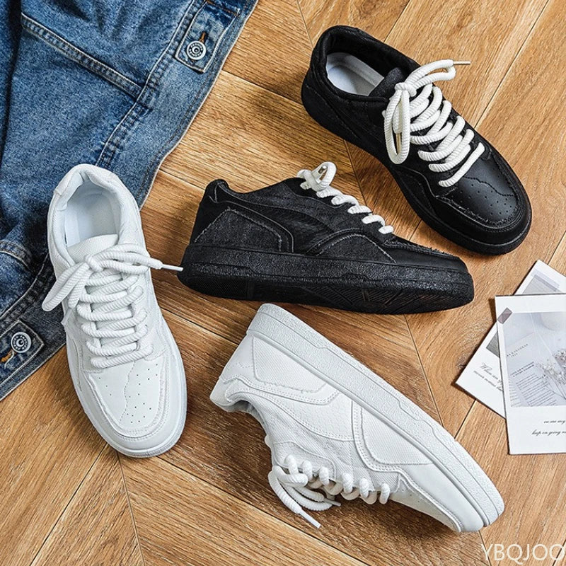 Thick soled men's autumn new versatile casual sports low top board shoes height increasing soft sole wear-resistant trendy shoes