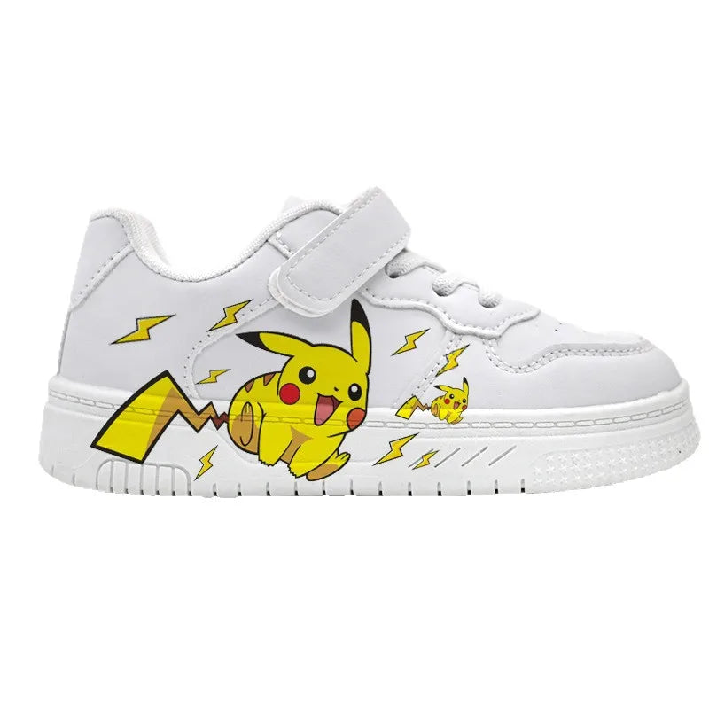 2025 Pikachu Cartoon Cute Unisex White Sneakers Spray Paint Kids Casual Shoes Cross Border Hot Sale