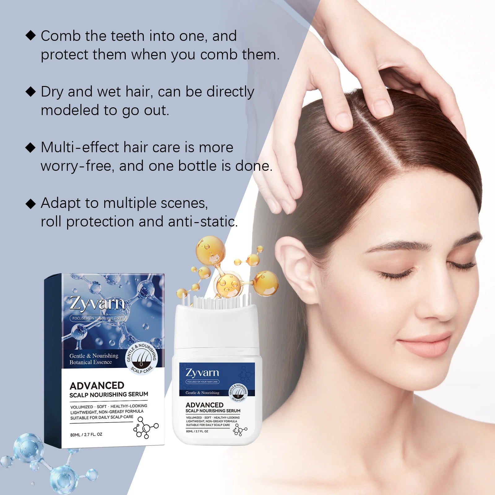 Biotin Volumizing Hair Serum With Scalp Massager,Deep Repair Damaged Hair Follicle Improve Scalp Environment Promote Hair Growth