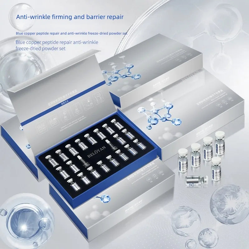 GHK-Cu Blue Copper Peptide Anti-Wrinkle Freeze-Dried Powder - Anti-Wrinkle & Soothing Face Serum with Hyaluronic Acid