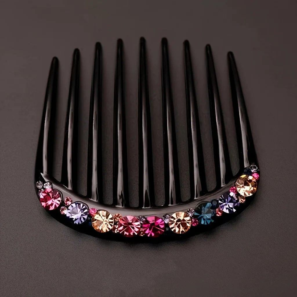 Rhinestone 9-Tooth Hair Comb Elegant Bangs Styling Clip with Secure Hold for Wedding Party Fashion Accessory