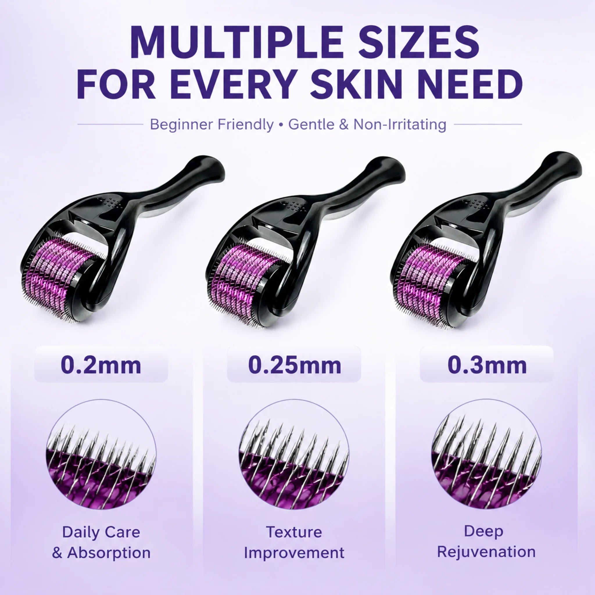 540 Titanium Derma Roller 0.2/0.25/0.3mm Micro Needling Roller for Hair Regrowth Beard Growth Skin Care Anti Aging