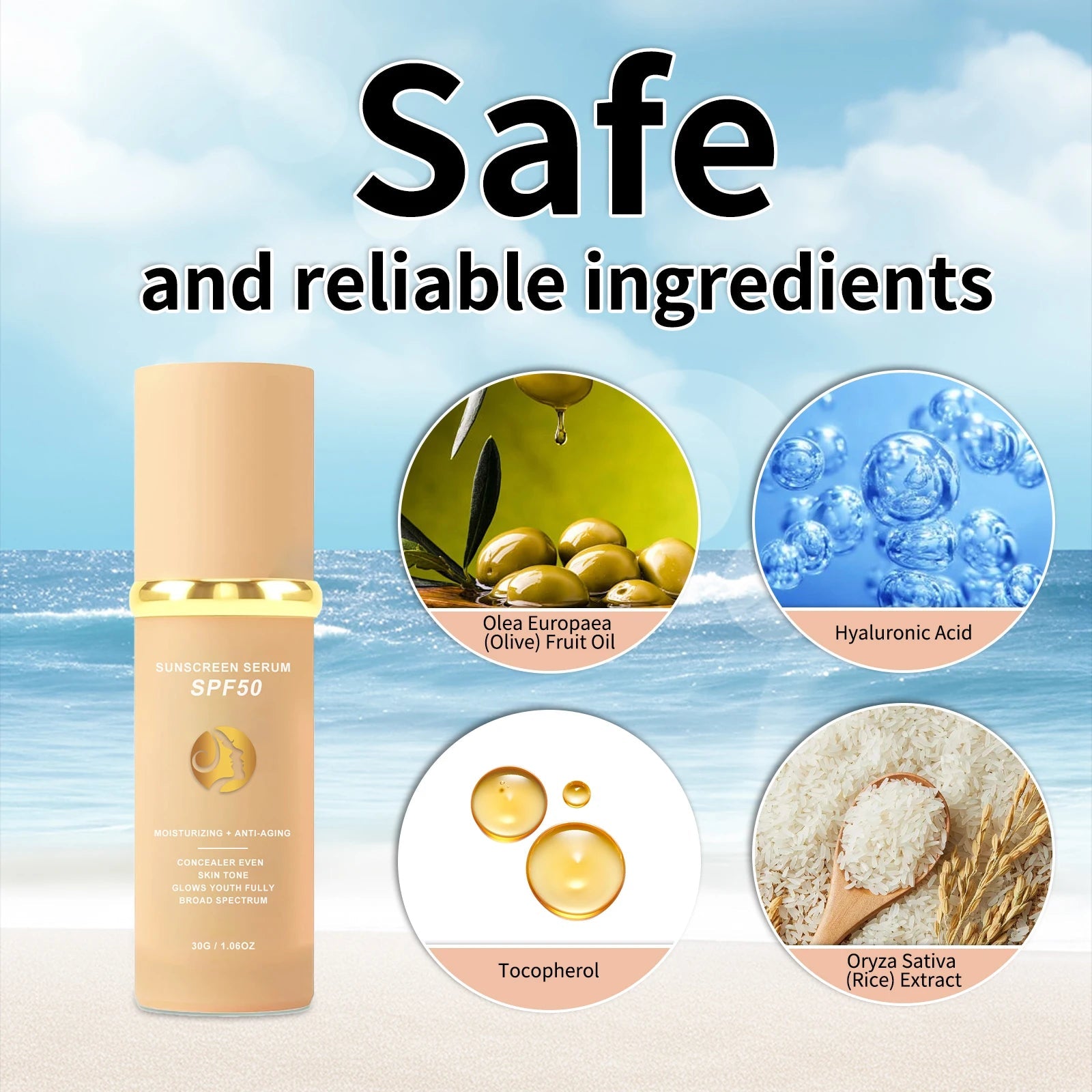Sunscreen liquid foundation 30g, waterproof, sweat proof, goodbye to dry pickup powder, concealer, even skin color Halalzen
