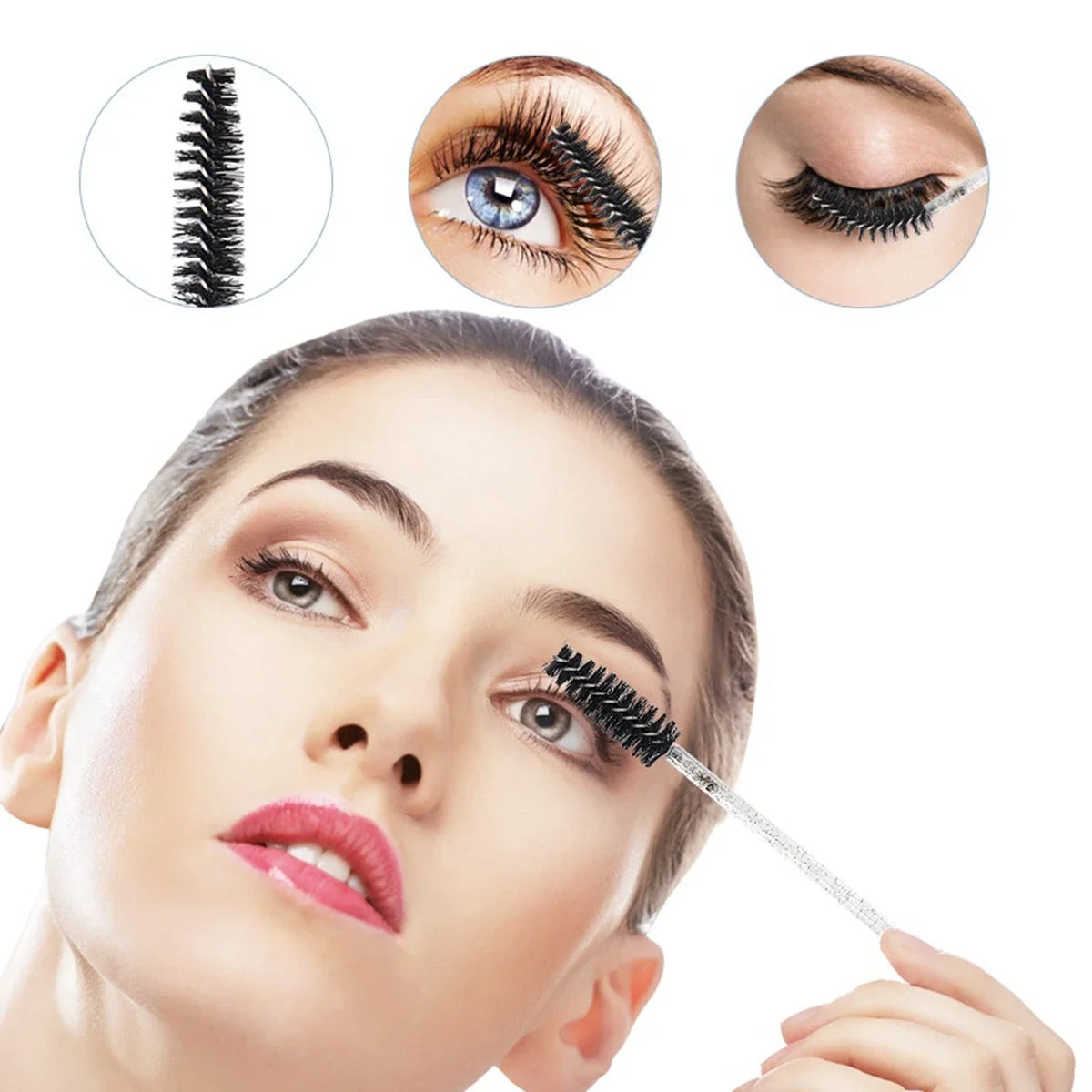 100 Pcs Crystal Eyelash Brush Disposable Mascara Wands Eyelash Extension Microbrush Eyebrow Applicator Makeup Brush Halalzen