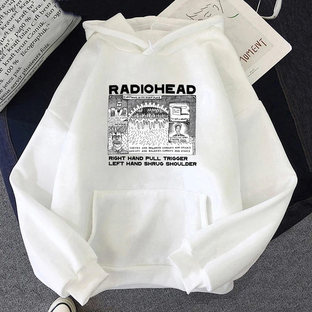 Fashion Radiohead Hoodie for Men/Women Rock Band Music Fans Sweatshirts Oversized Graphic Clothes Harajuku Couple Sweatshirt Man