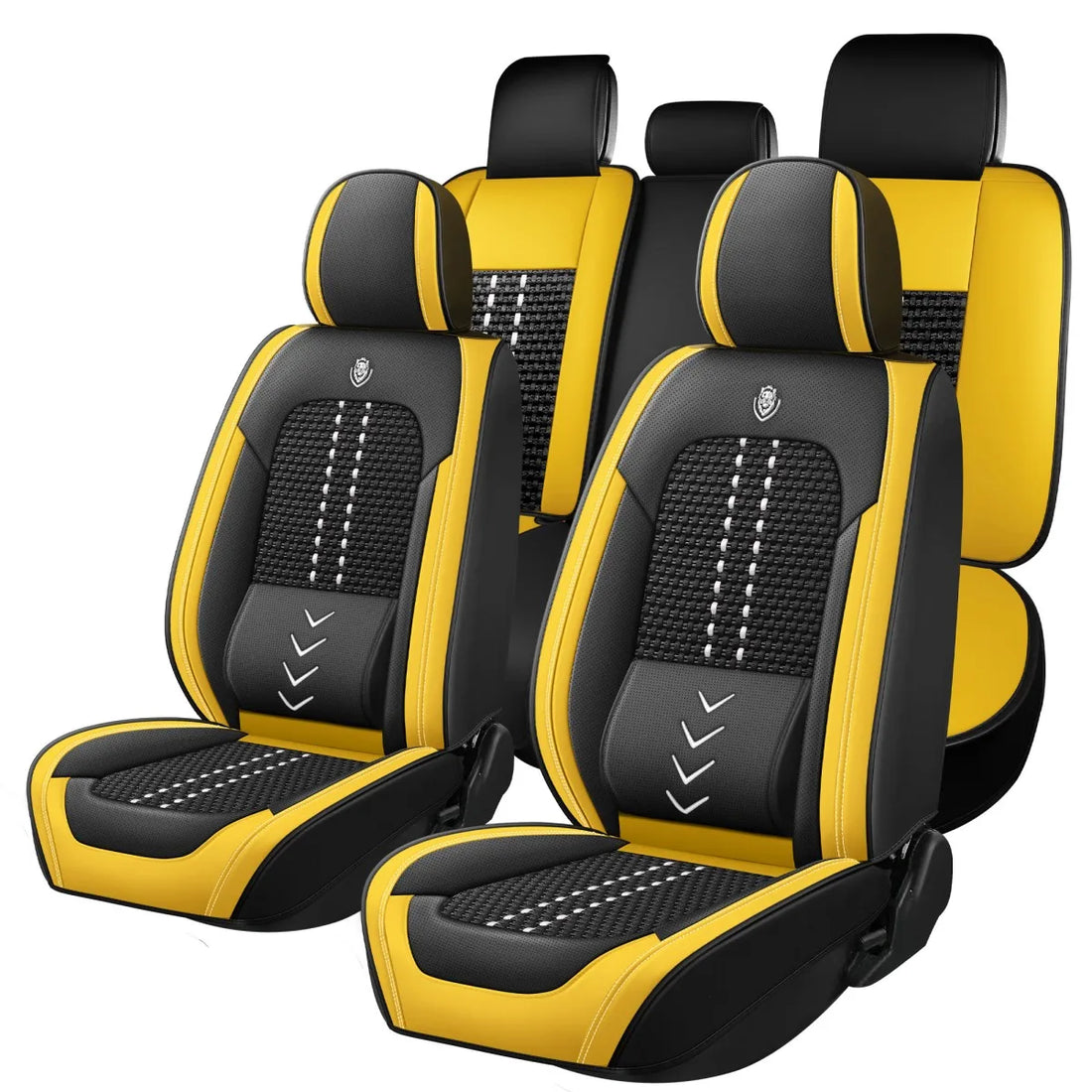 Universal leather car seat covers, full - enclosed installation, waterproof and easy to clean, 5 - piece set for the whole car