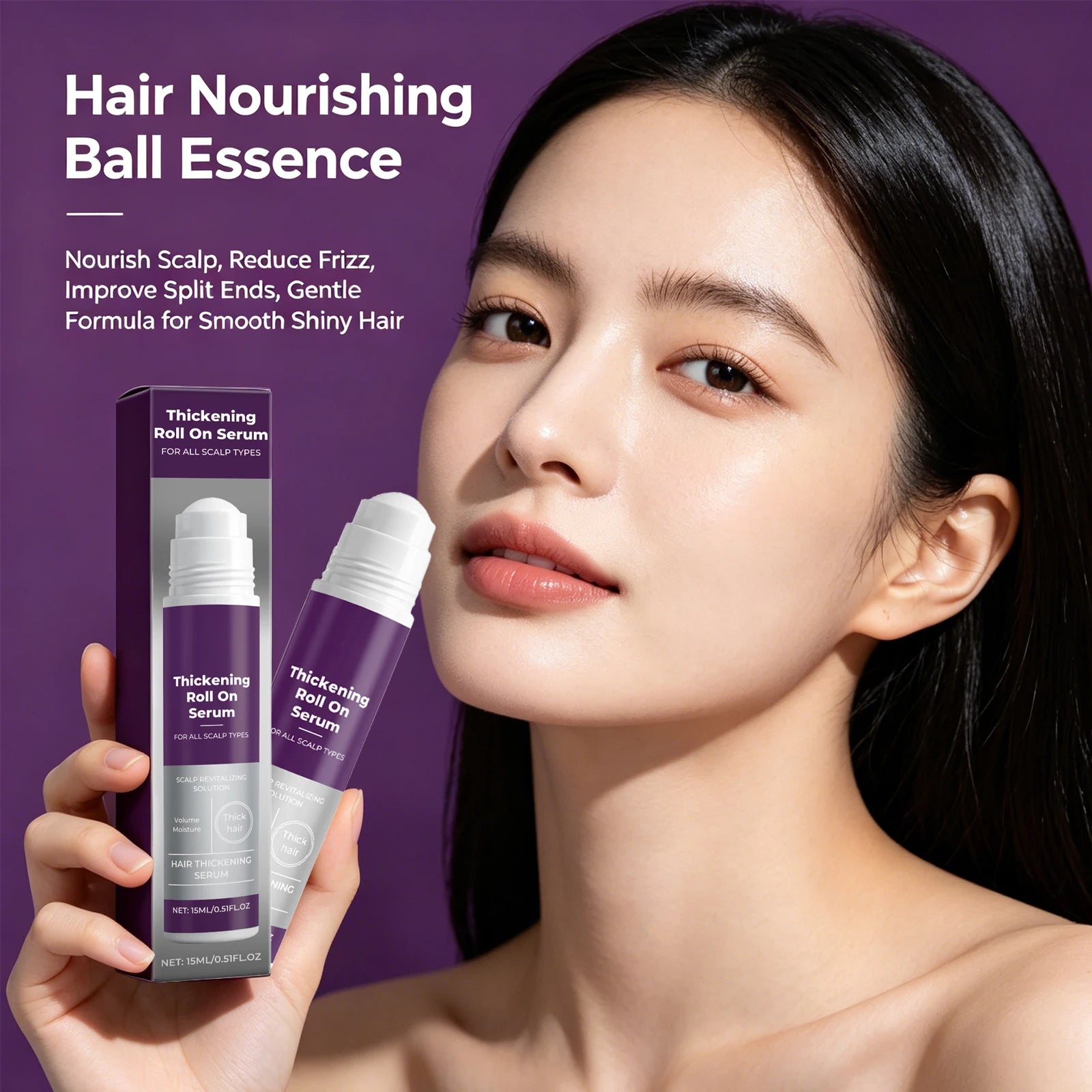 Hair Thickening Revitalizing Serum Roll-On Boost Hair Volume & Thicken Fine Hair,Follicle Nourishing Anti Hair Loss Hair Care