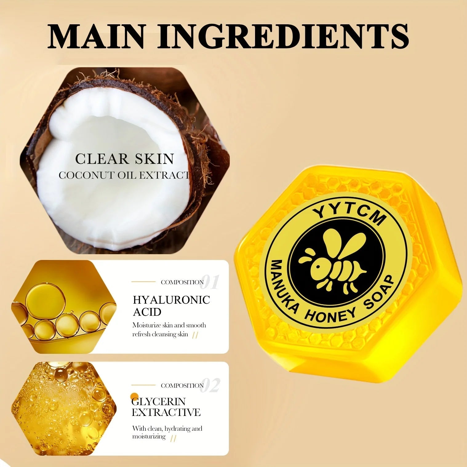 Manuka Honey Soap, Moisturizing and Hydrating Handmade Bath Soap, Cleansing Face, Body and Hand Soap 65g (2.29oz) Halalzen