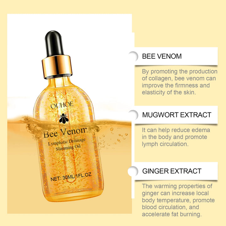 OUHOE 30ml Bee Venom Body Care Oil Massage to Tighten the Body Shape Slimming Show Body Abdominal Care Oil