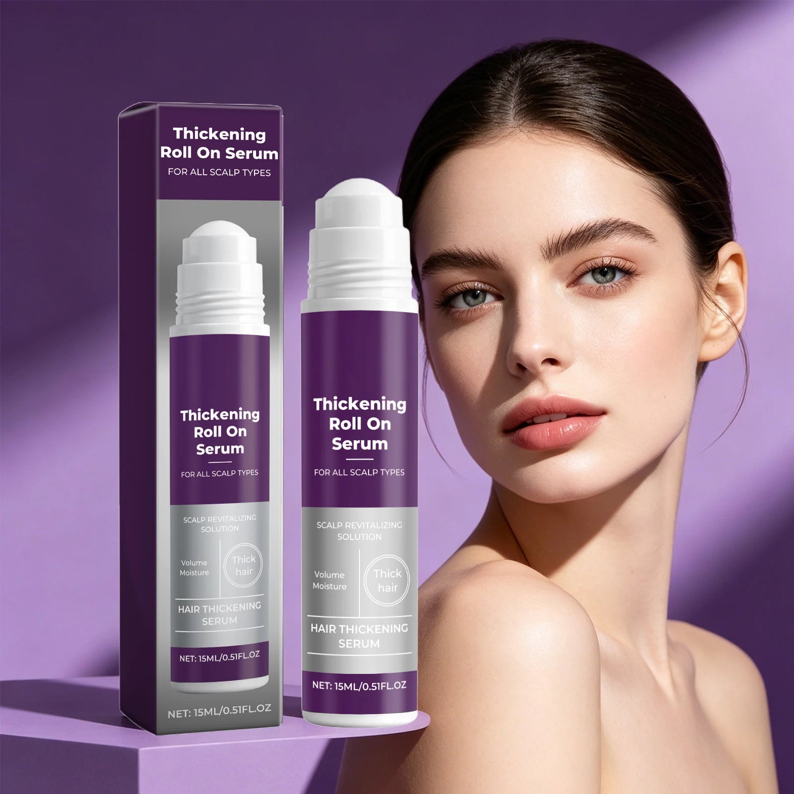 Hair Thickening Revitalizing Serum Roll-On Boost Hair Volume & Thicken Fine Hair,Follicle Nourishing Anti Hair Loss Hair Care
