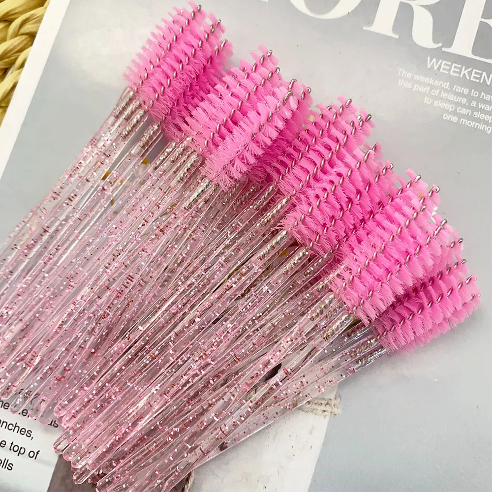 Zanse 300pcs Disposable Mascara Wands Eyelash Brush Spoolies for Eye Lash Extension, Eyebrow and Makeup Crystal Makeup Tool