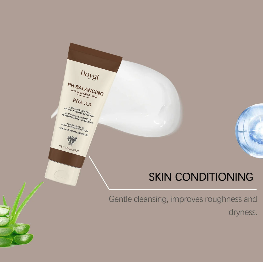 Hydrating Cleansing Foam, Gentle Face Wash with Aloe & Mint for Sensitive Skin, Refreshing Non-Drying Formula Halalzen