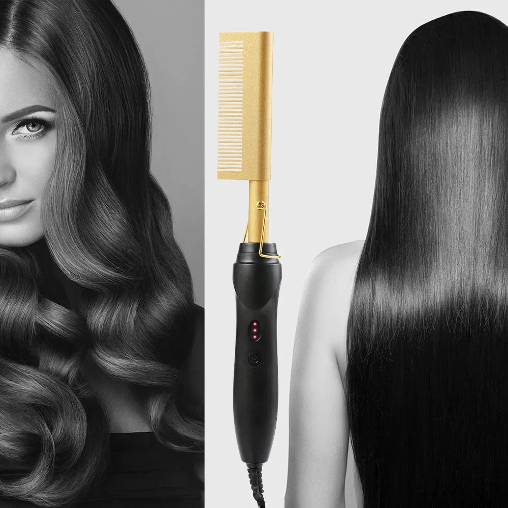 Hot Comb Hair Straightener Brush Hot Comb Pressing Electric Heat Electric Hair Brushes Styling Tools Cepillo Alisador De Cabello Halalzen