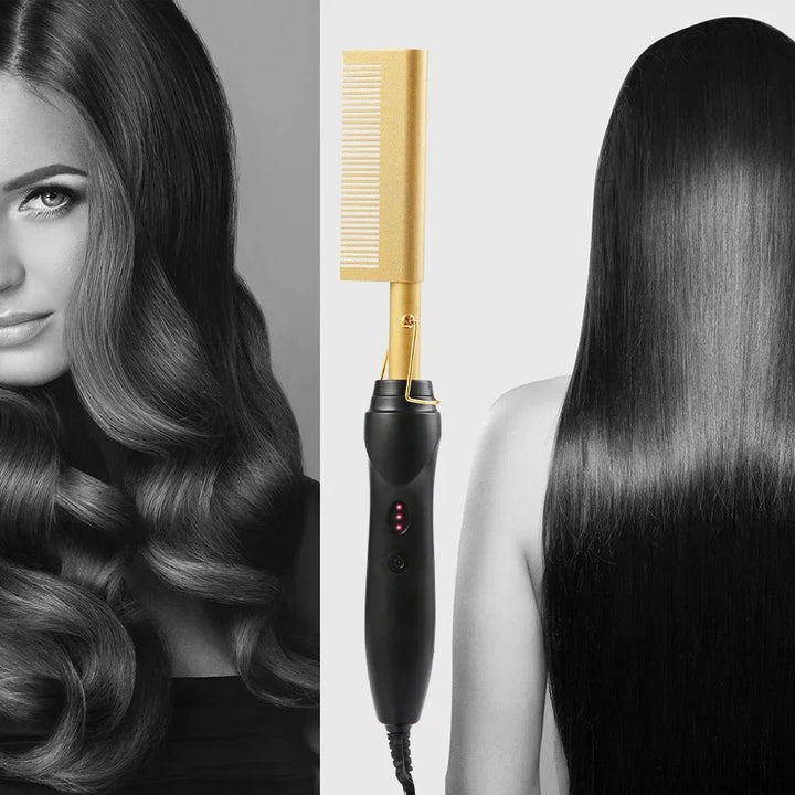Hot Comb Hair Straightener Brush Hot Comb Pressing Electric Heat Electric Hair Brushes Styling Tools Cepillo Alisador De Cabello Halalzen