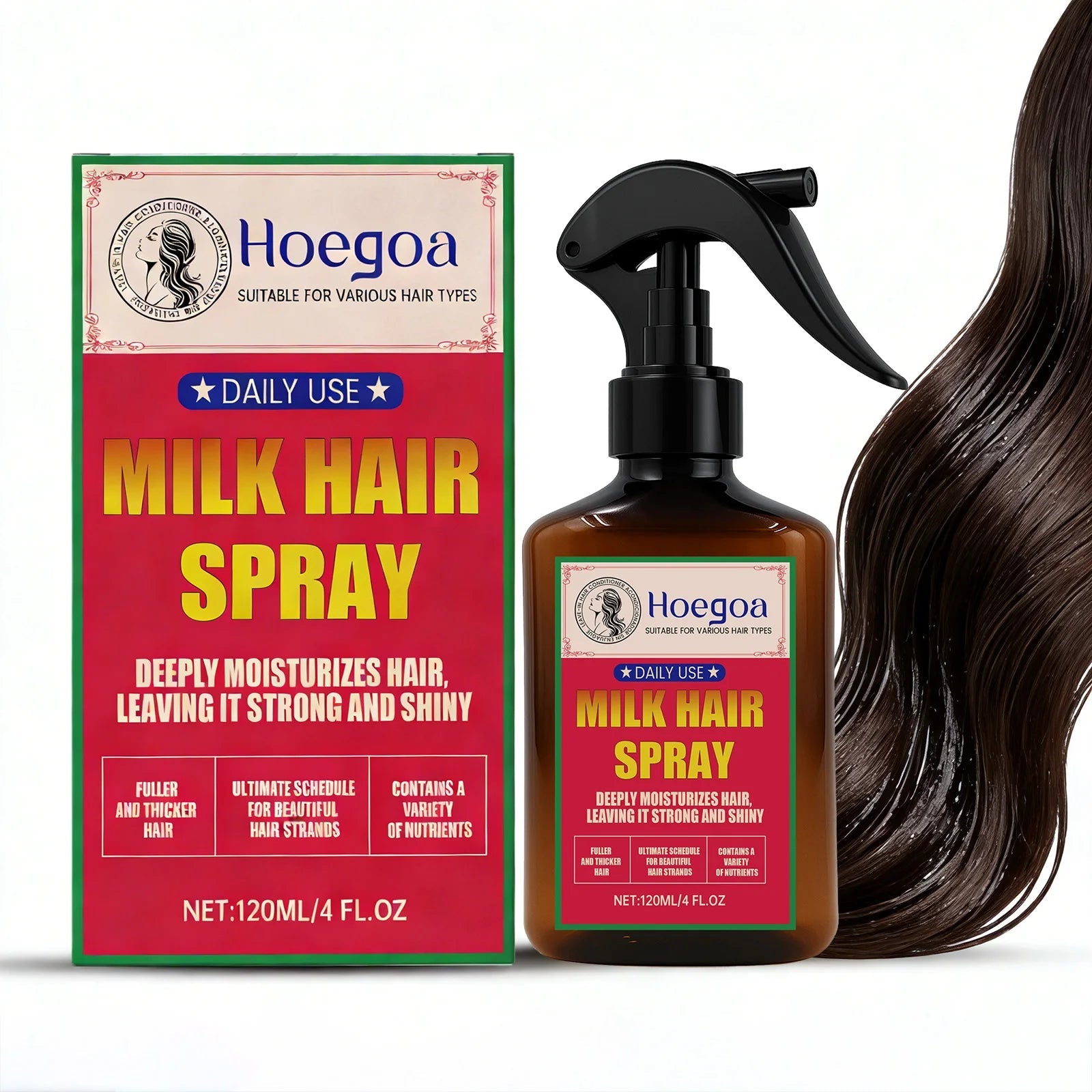 Milk Spray for Women – Hydrating Leave-In Conditioner & Detangler – Lightweight Moisturizing Hair Treatment for Dry Damaged Hair Halalzen