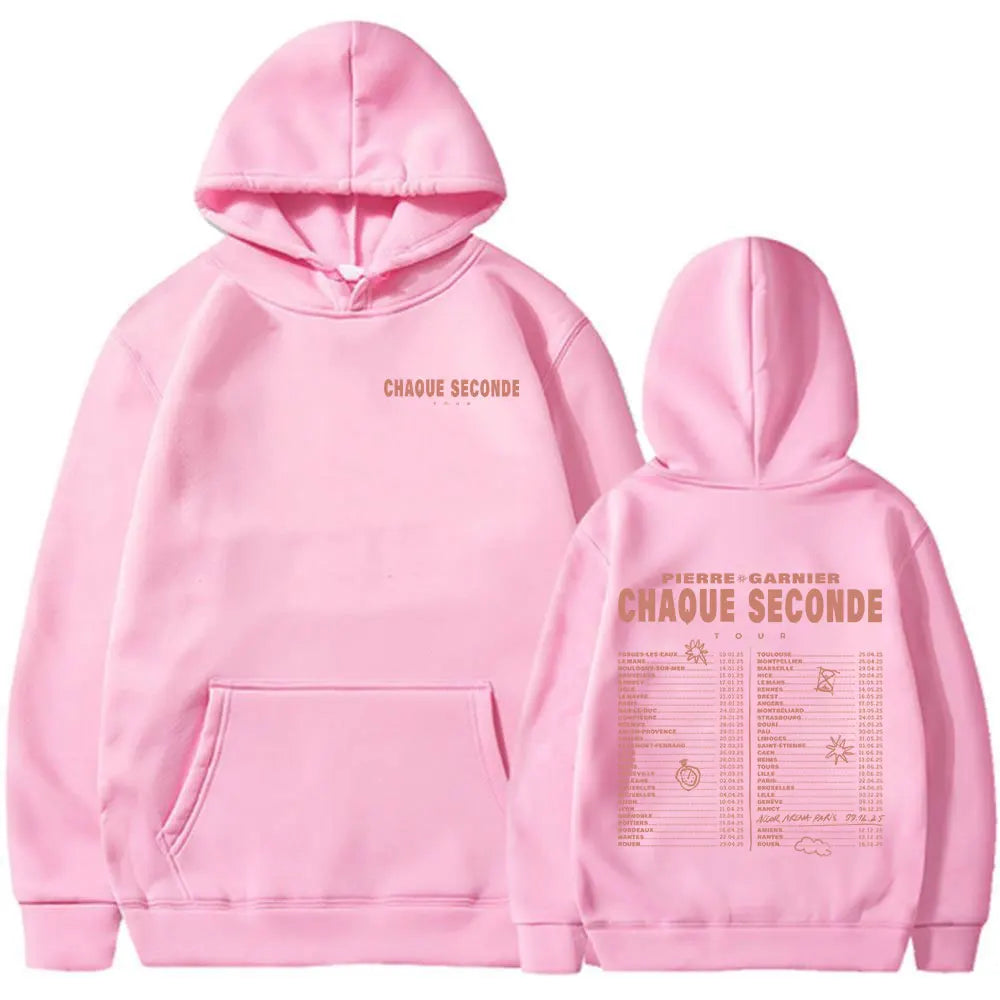 Pierre Garnier Chaque Seconde Tour 2025 Merch Hoodies Hip Hop Fashion Hooded Sweatshirts Men's Women Clothing Oversized Pullover