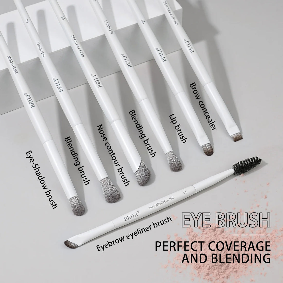 BEILI Vegan Professional Makeup Brush Set 12 Pcs Corn Bamboo Silk Angle Powder Foundation Eyeshadow Eyeliner Brushes Cosmetics