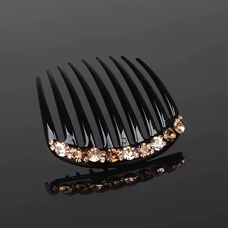 Rhinestone 9-Tooth Hair Comb Elegant Bangs Styling Clip with Secure Hold for Wedding Party Fashion Accessory