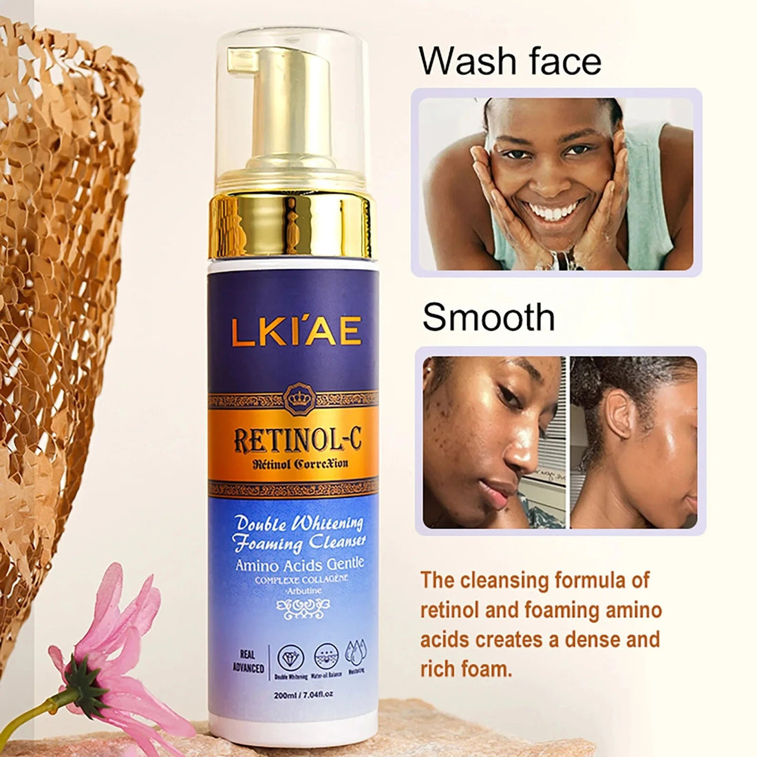 LKIAE Advanced Retinol Double Whitening Skin Care Set, Deeply Moisturizing, Clean Skin, Reduce Wrinkles, Stains, Dark Spots Halalzen