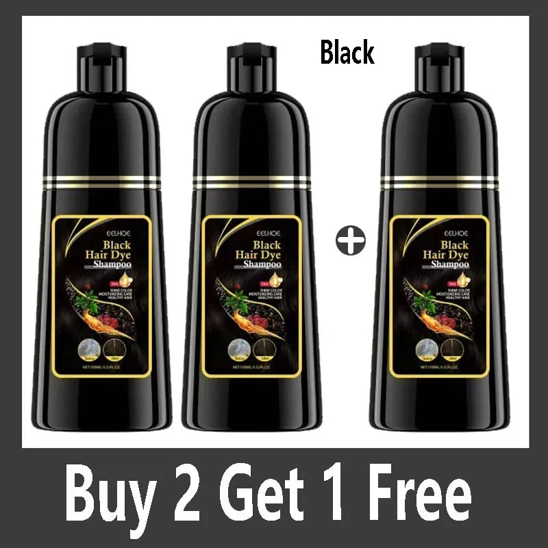 Instant Black Dye Shampoo Black Brown Hair Coloring Natural Herbal Ginseng Hair Repair Shampoo Grey White Hair Dyed Black
