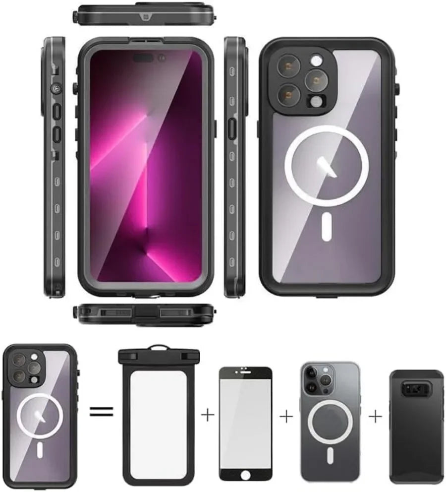 IP68 Waterproof Phone Case For iPhone 16 15 Plus 14 13 Pro Max Snowproof Dustproof Shockproof Shell Underwater Protection Cover