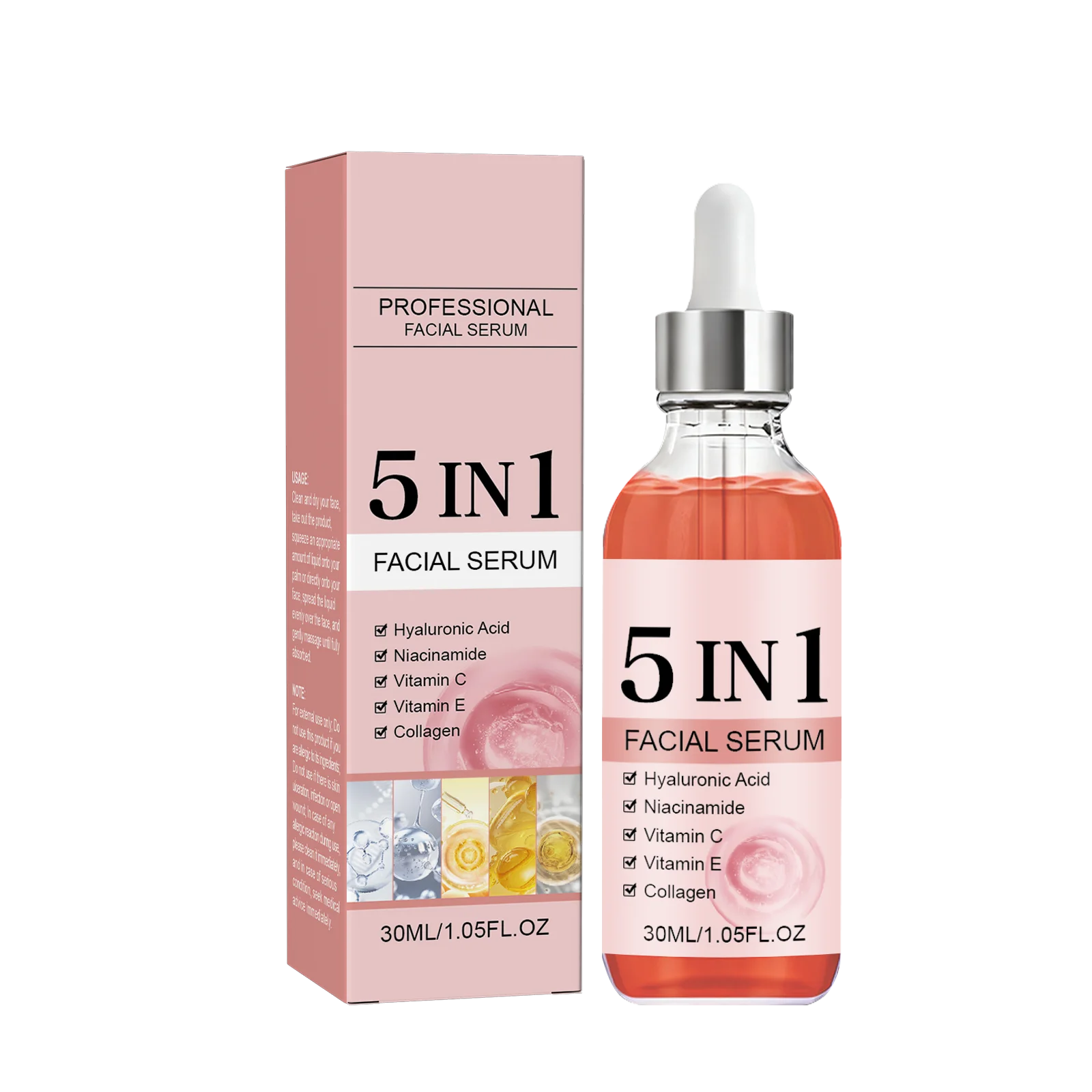 5in1 Rice Niacinamide VC Anti Aging Essence Brightening Fade Dark Spots Moisturizing Hydrating Glow Skin Care B3 Face Serum