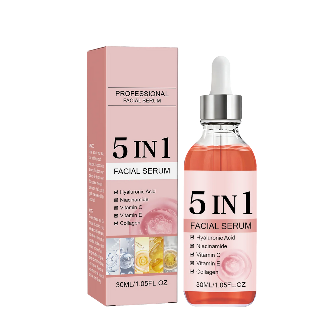 5in1 Rice Niacinamide VC Anti Aging Essence Brightening Fade Dark Spots Moisturizing Hydrating Glow Skin Care B3 Face Serum