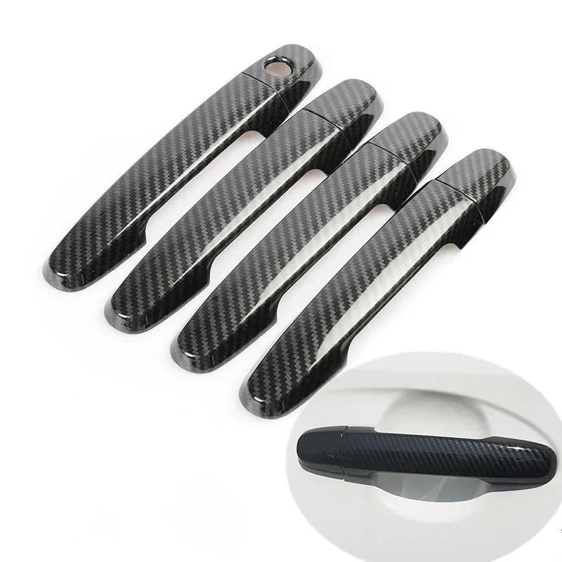 For Toyota VIOS 2002 - 2017 XP40 XP90 XP150 Belta Chrome Carbon Fiber Car Door Handle Cover Trim Car Styling Accessories