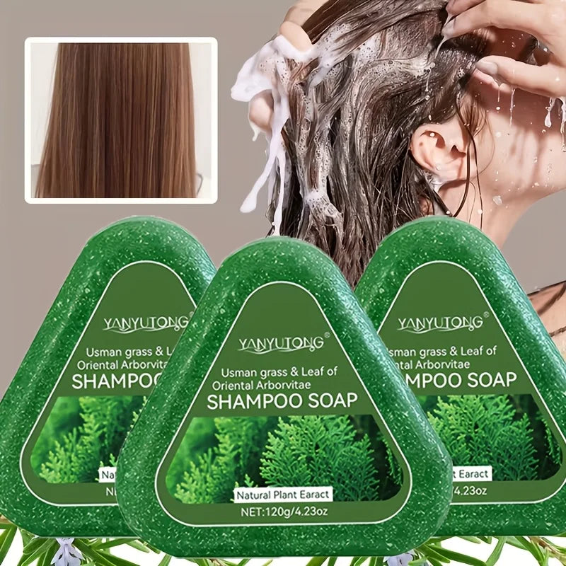 Usman Grass & Platycladus Shampoo Bar For Hair Growth Natural Herbal Soap For Hair Loss Controls Oil Strengthens Roots Shampoo