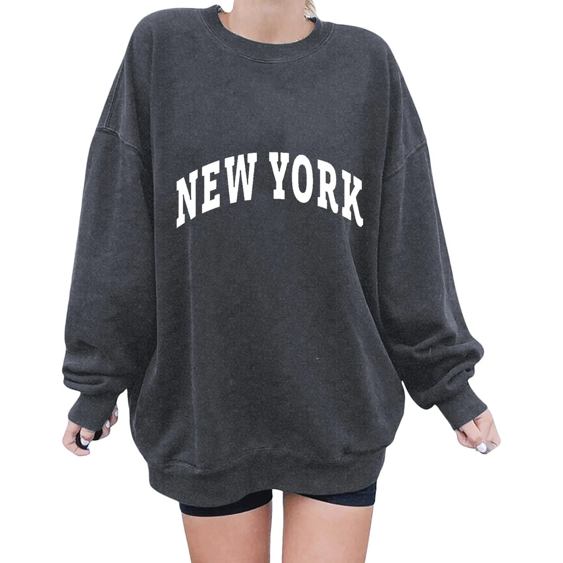 Sweatshirts For Women Casual Y 2 K Long Sleeve Crew Neck Letter Printed Hoodless Loose Pullover Autumn Clothes For Woman