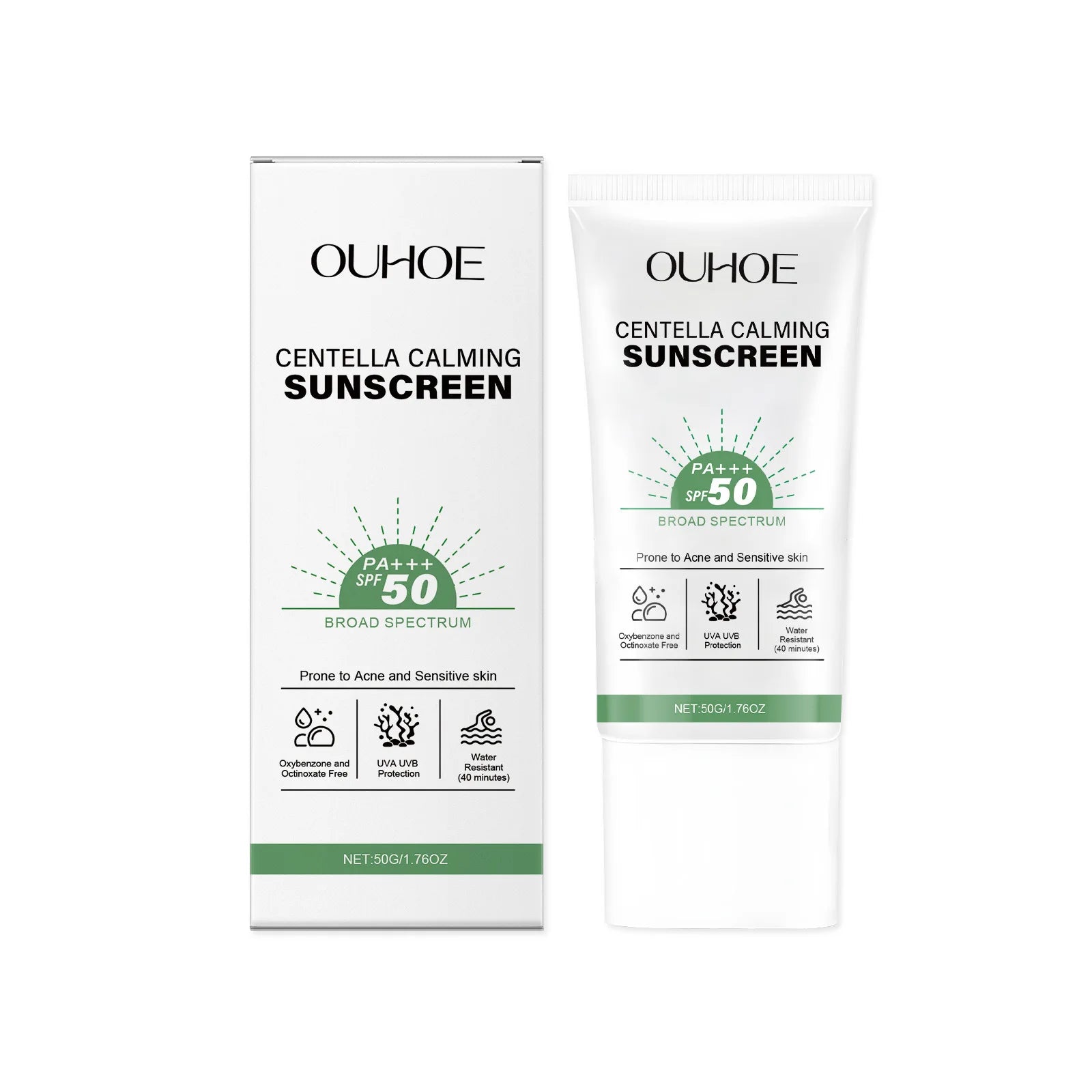 SPF 50 Facial Sunscreen Anti Sunlight Defense UV Rays Improve Dry Prevent Sunburn Summer Waterproof Soothing Centella Sunscreen Halalzen