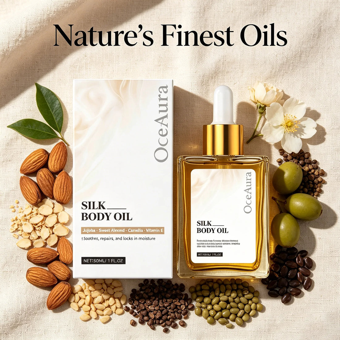 Silk Body Oil Moisturizing Skin Oil for Chest Thigh & Body Smooth Rejuvenation Massage Oil Body Care with Scent Luxuriou Dry Oil