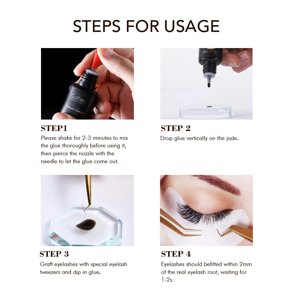 Gollee 0.5s Fast Dry Lash Extension Glue Professional Lash Adhesive Lasting 6-8 Weeks Waterproof Grafting Eyelash Super Bonder