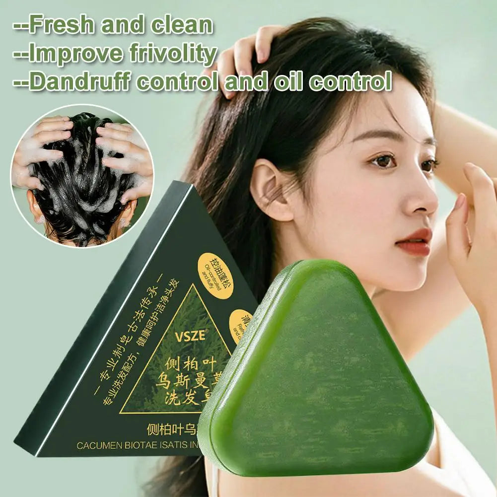 1/2/3/4/5/10pcs Natural Cacumen Platycladi Usma Grass Shampoo Bar Traditional Cold-Processing Silicone-Free Hair Care Soap Halalzen