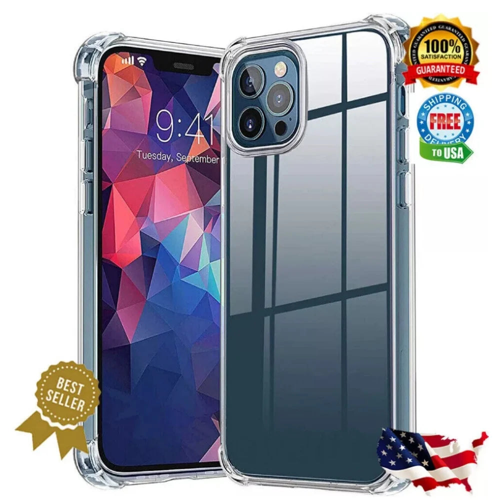 For Apple iPhone 14 13 12 11 Pro Clear Case 3HRating Scratch Resistant Cover