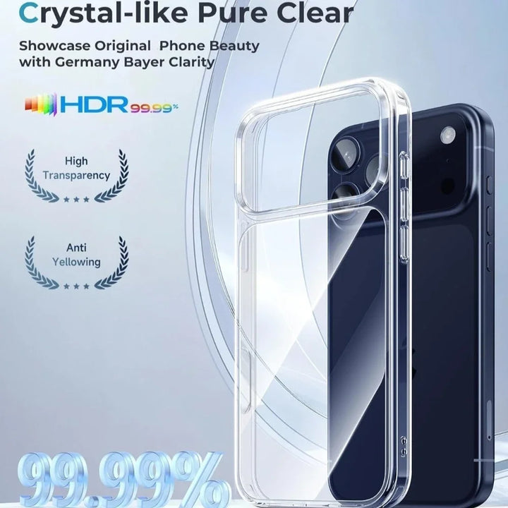 Kristal Şeffaf Sararma Önleyici iPhone 17 Pro Max 17 Air 16 Pro 15 14 13 12 11 Darbeye Dayanıklı Kenarlıklı Telefon Kılıfı