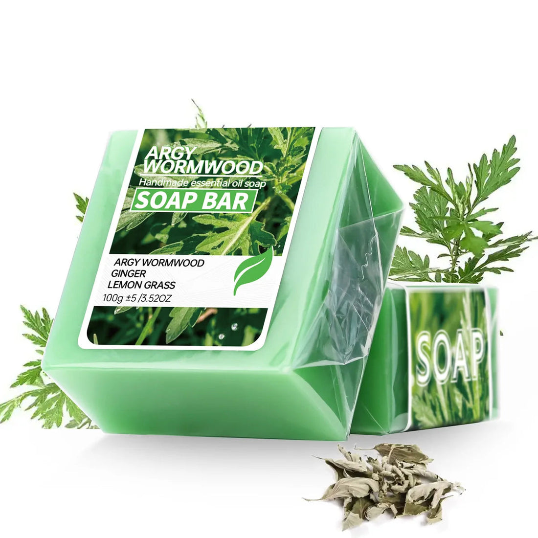Wormwood herb essential oil soap, natural organic wormwood extract essence, facial cleansing soap, brighten skin color, nourish Halalzen