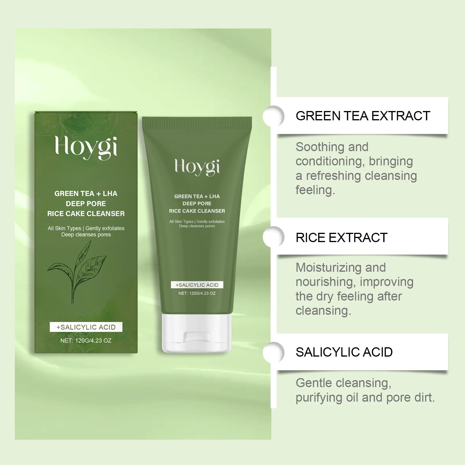 Green Tea Salicylic Acid Facial Cleanser Gently Clean Pores Moisturize Without Tightening Improve Acne Cleanse Refresh Care Halalzen
