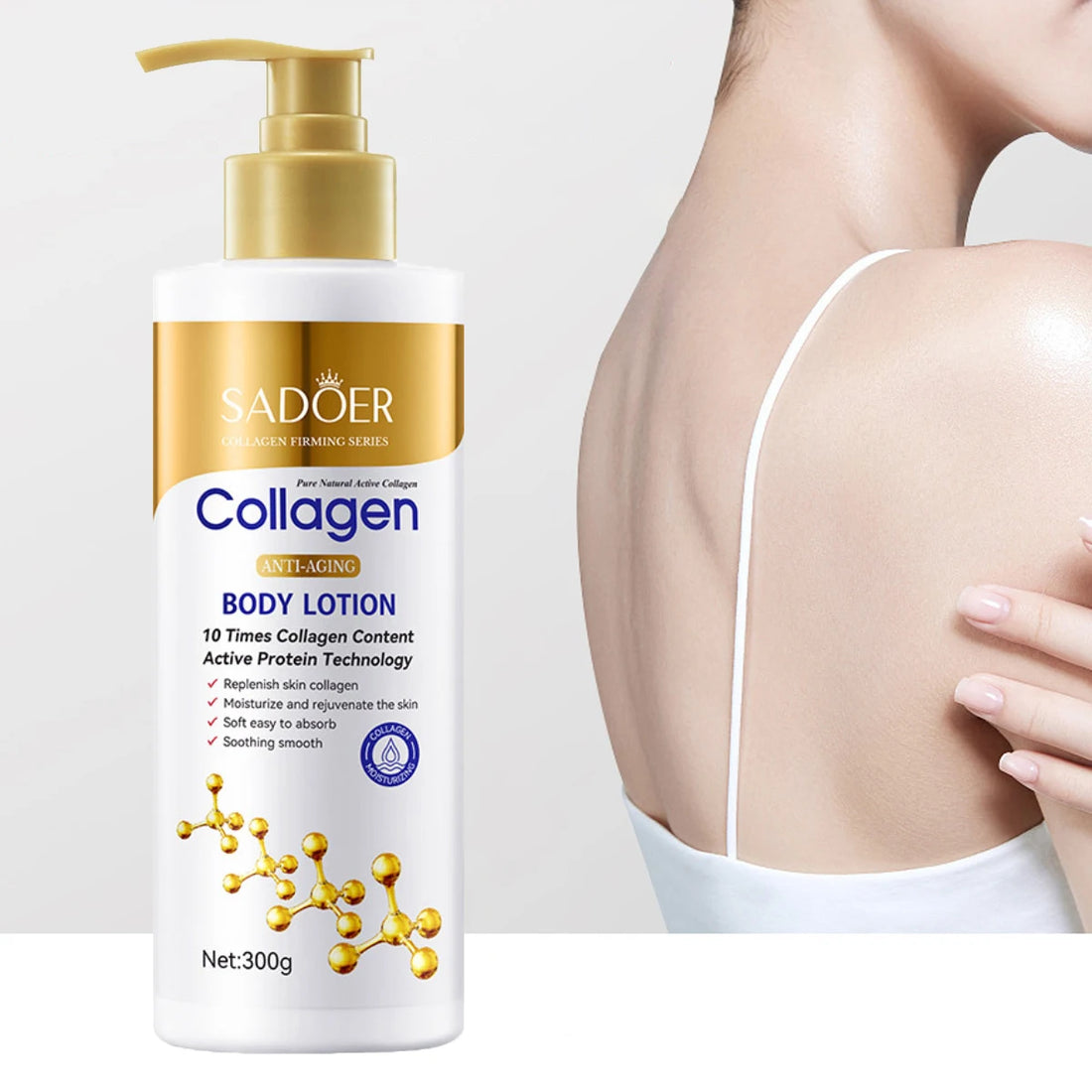 300g Collagen Anti-Aging Body Lotion: Moisturizes, Smooths, And Repairs Skin; Gentle And Easily Absorbed.