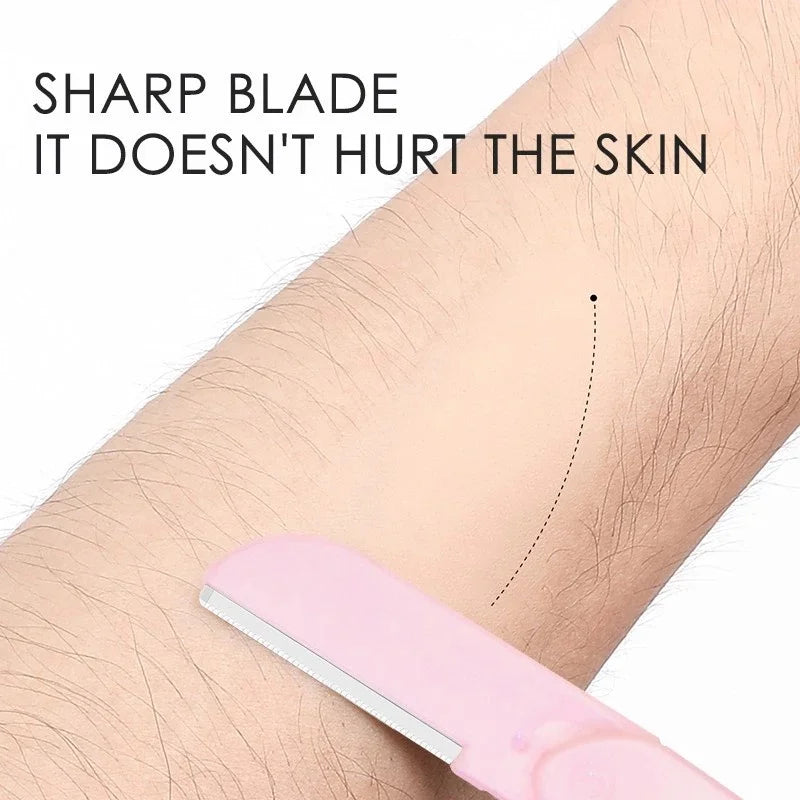 1/3/5pcs Portable Folding Eyebrow Trimmer Stainless Steel Blade Facial Hair Remover for Eyebrow Armpit Compact Makeup Tools Halalzen