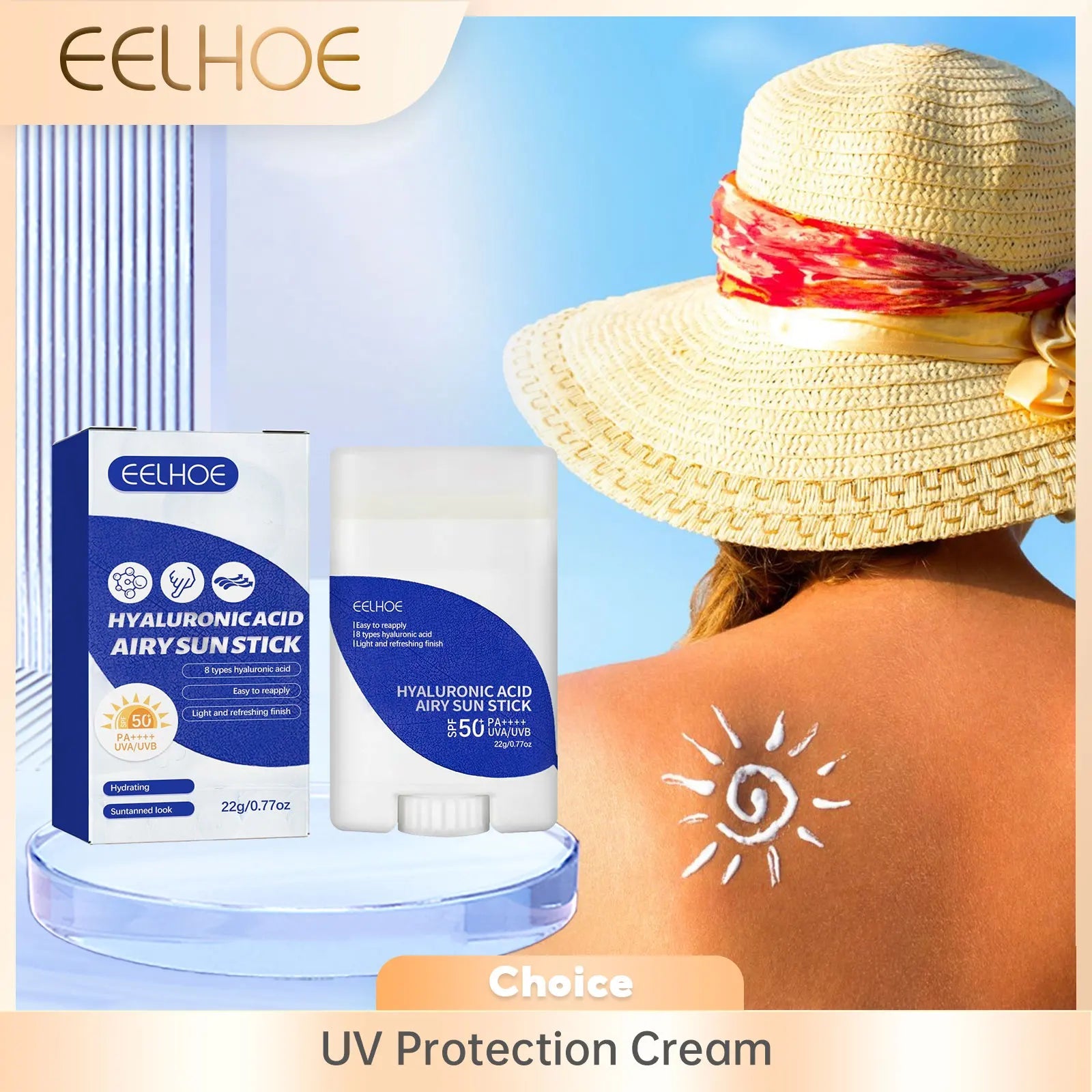 EELHOE UV Protection Cream Spf 50 UV Protection Outdoor Anti Oxidant Moisturizing Skin Care Hyaluronic Acid Face Sun Block Cream Halalzen