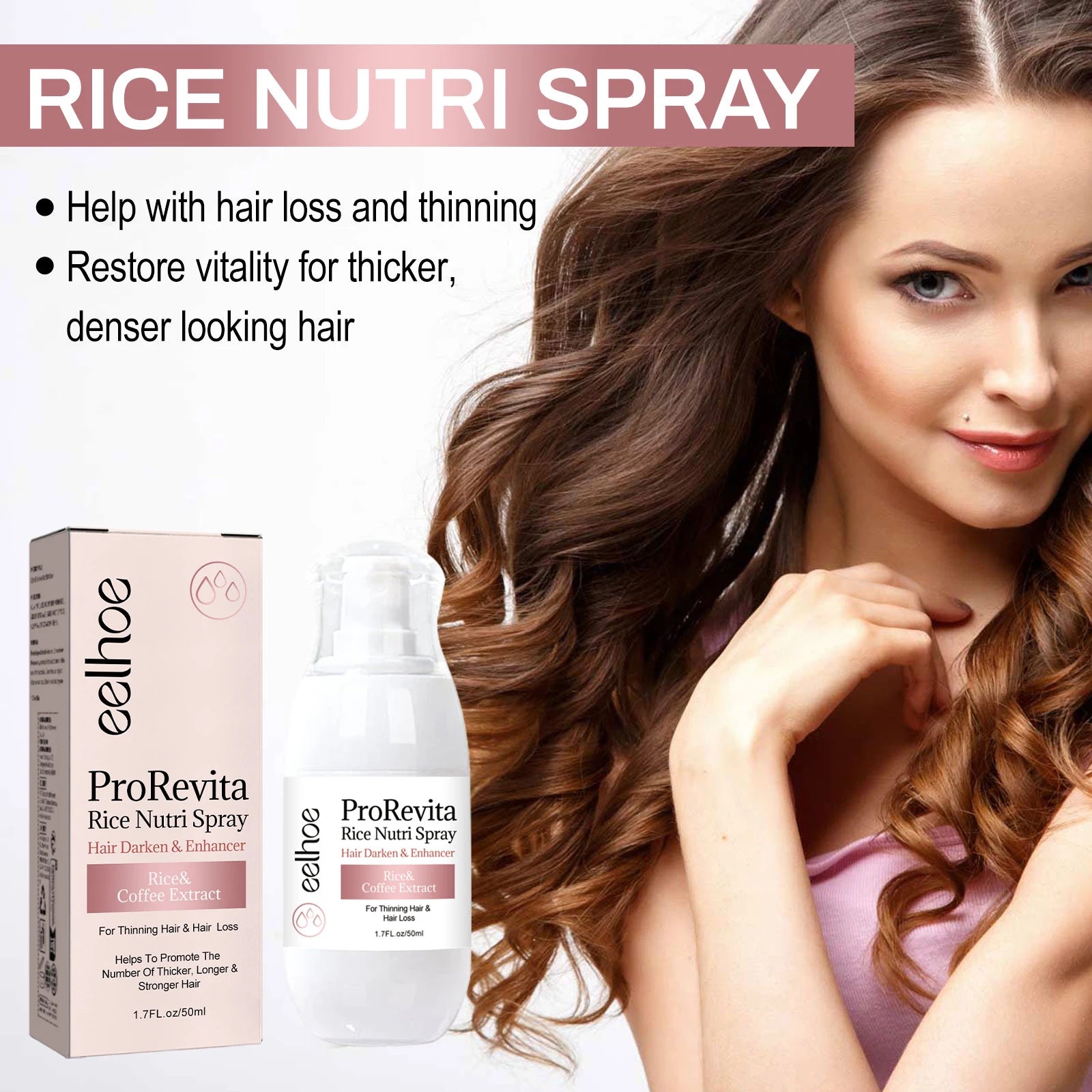 Rice Hair Care Spray Promote Hair Growth Repair Damaged Hair Strengthens Hair Fibers Reduces Hair Loss Breakage Rice Nutri Spray
