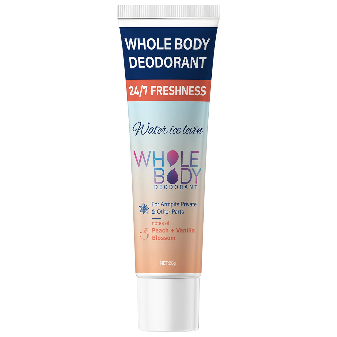 24/7 Freshness Whole Body Deodorant for Armpits & Private Parts with Hyaluronic Acid & Peach Vanilla Scent.
