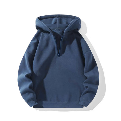 Men's Casual Hoodies Oversized Half Zip Sweatshirts Pullover Tops Solid Color Mens Clothing Streetwear Harajuku Male Hoodie