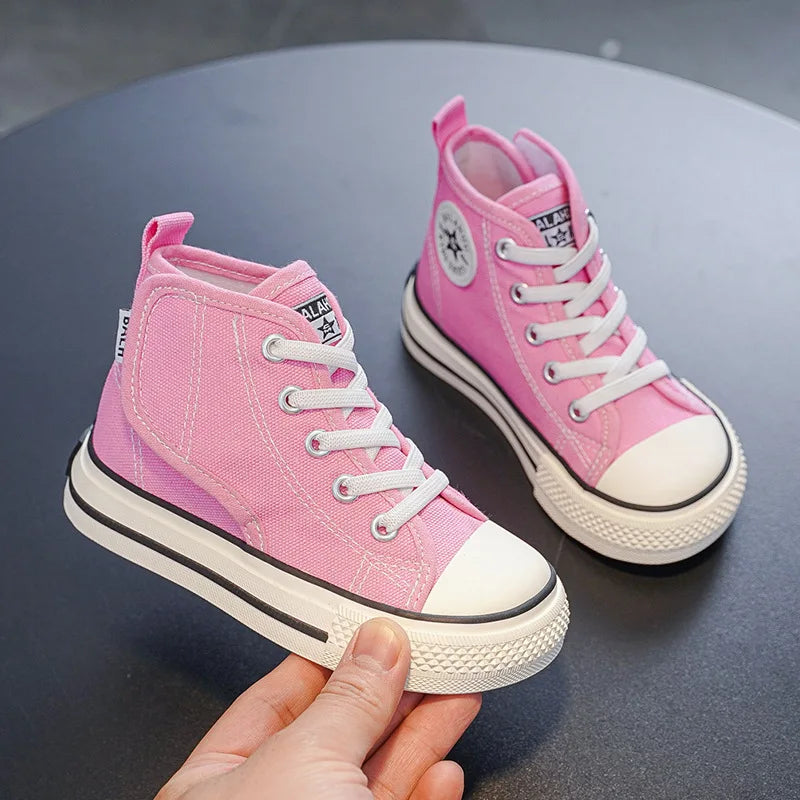 Spring and Autumn New Children's Canvas Shoes Boys High-Top White Shoes Girls Casual Shoes Parent-Child Shoes Board Shoes