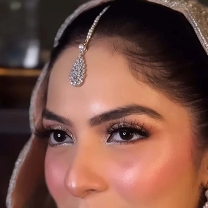 Stonefans Pearl Forehead Chain – Vintage Indian Headband with Crystal Pendant