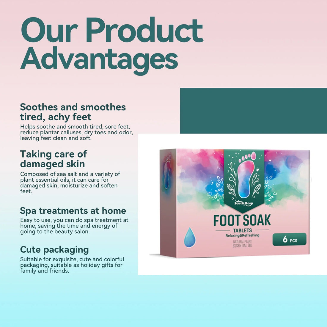 South Moon Foot Soak Tablet Relieve Fatigue Warmth Foot Soaking Promote Circulation Soften Cuticle Herbal Extract Feet Bath Ball Halalzen