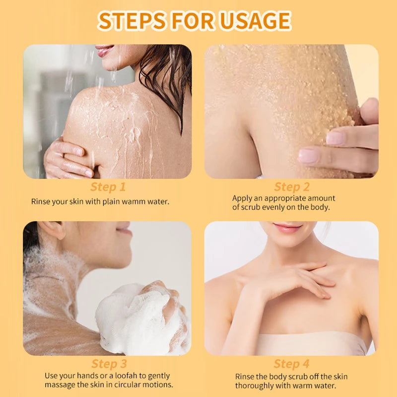 Amococo 2Pcs Turmeric Body Scrub Exfoliating Dead Skin Remover 280g Deep Cleansing Nourishing Smooth Skin
